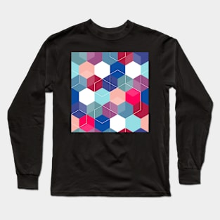 Hexies in Blue Long Sleeve T-Shirt